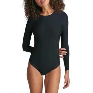 NEW COMMANDO butter long sleeve crewneck bodysuit in black